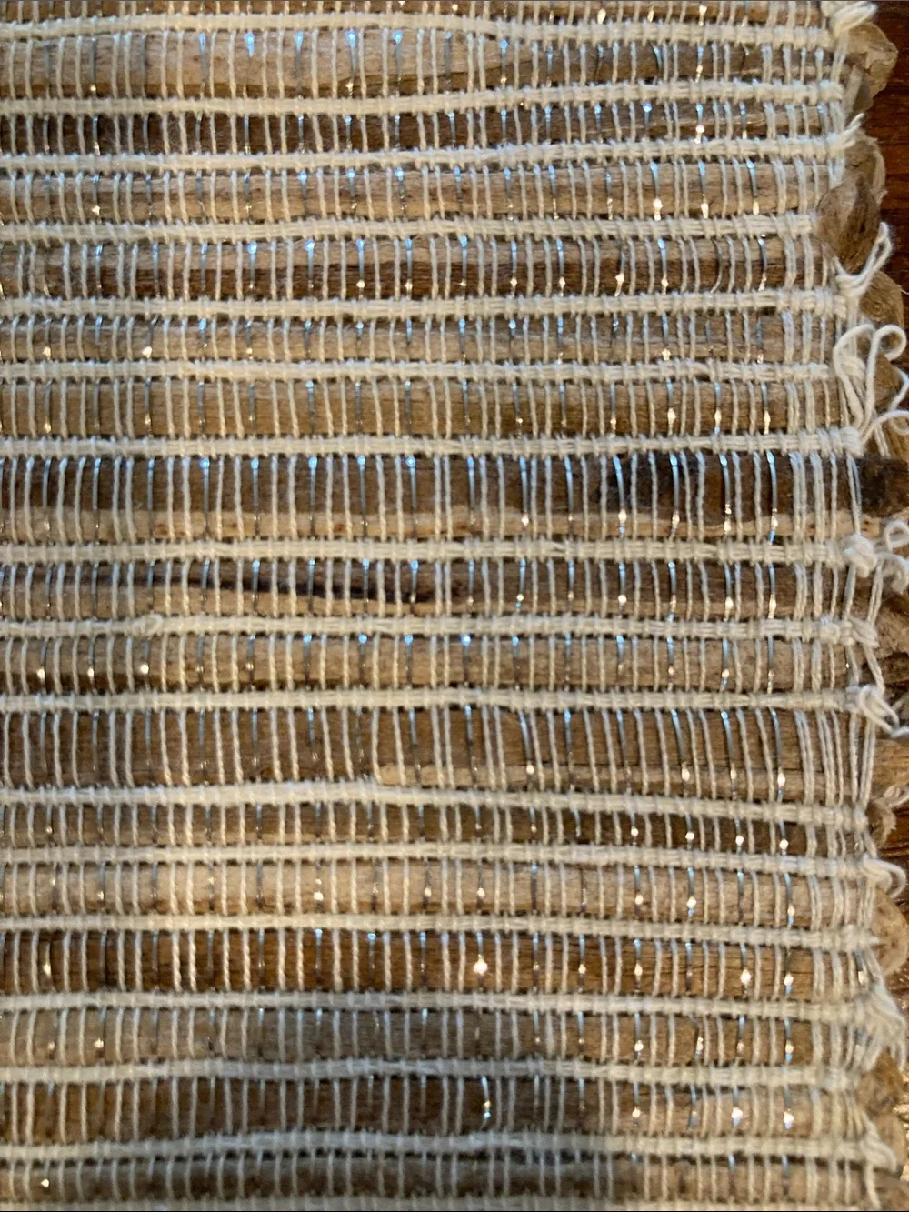 Neutral Woven Table Runner - Cream grey tan Dining Accent